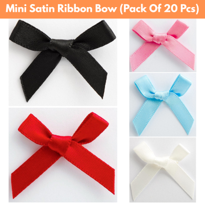 Mini Satin Ribbon Bows- Decorative Small Ribbon Tiny Bows for Gift Wrapping, Scrapbooking, and DYI Crafting (Pack of 20 Pcs)