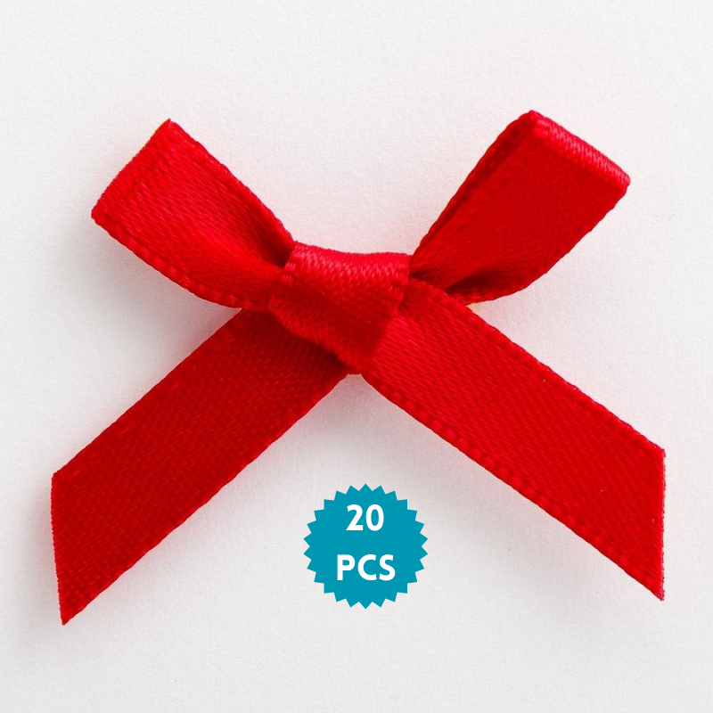 Mini Satin Ribbon Bows- Decorative Small Ribbon Tiny Bows for Gift Wrapping, Scrapbooking, and DYI Crafting (Pack of 20 Pcs)