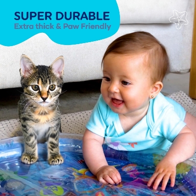 Picture of 85 cm Round Shape Children's Inflatable Pat Pad Water Play Mat Inflatable Baby Mat Water Pad PVC Ocean Fish Water Pad Toy Cushion Gift for Infants Toddlers Boys Girls Round Play Mat