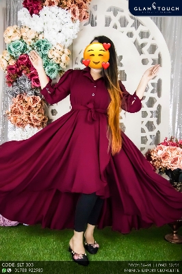 Picture of Glam Touch Premium Quality Tail Cut Blazer Collar Gown