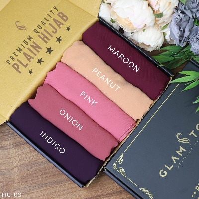 Picture of Plain Hijab Combo Set - Premium Quality (80X30) Full Coverage Diamond Georgette Plain Hijab