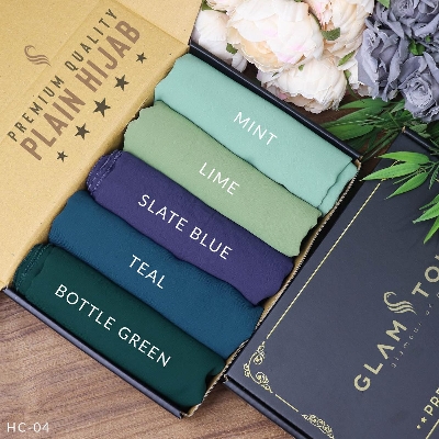 Picture of Plain Hijab Combo Set - Premium Quality (80X30) Full Coverage Diamond Georgette Plain Hijab