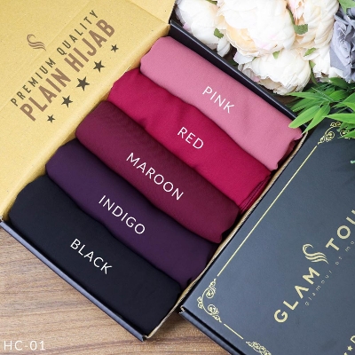 Picture of Plain Hijab Combo Set - Premium Quality (80X30) Full Coverage Diamond Georgette Plain Hijab