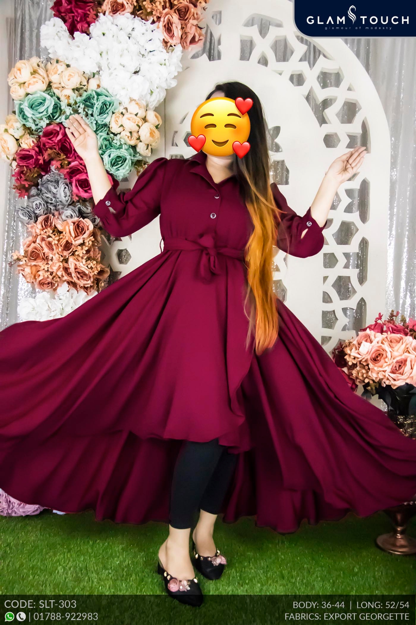 Picture of Glam Touch Premium Quality Tail Cut Blazer Collar Gown