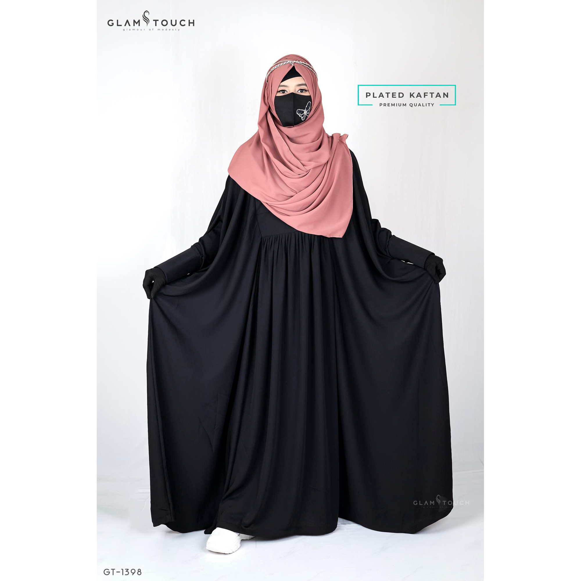 Picture of Glam Touch Premium Pleated Kaftan Abaya, Dubai Cherry Abaya