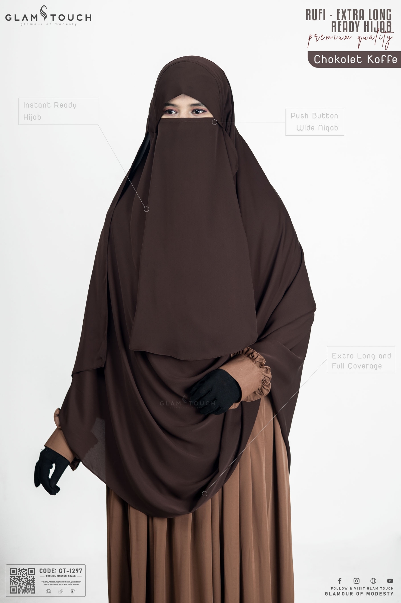 Picture of Glam Touch Extra Coverage- Rufi One Loop Ready Hijab Niqab Set