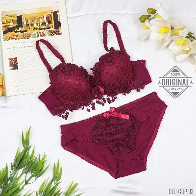 Picture of 100 % Imported Premium Quality Fancy Floral Lace Design Bra Panty Set for Women