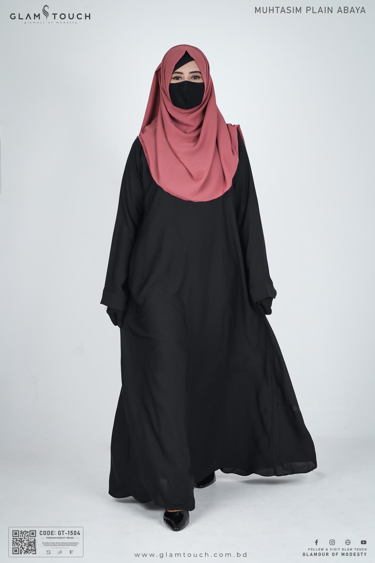 Picture of Glam Touch Premium Muhtasim Regular Plain Abaya