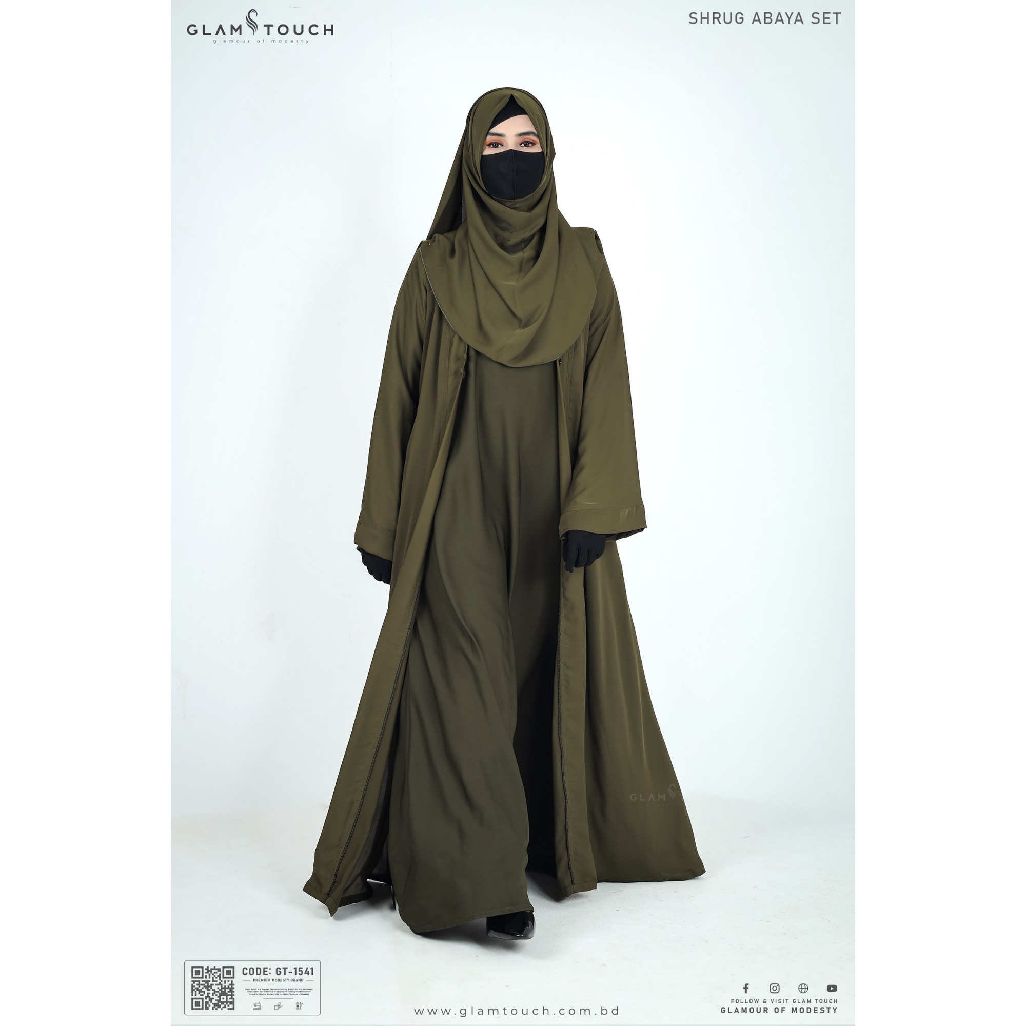 Picture of Glam Touch Premium Shrug Abaya 3 Part Set