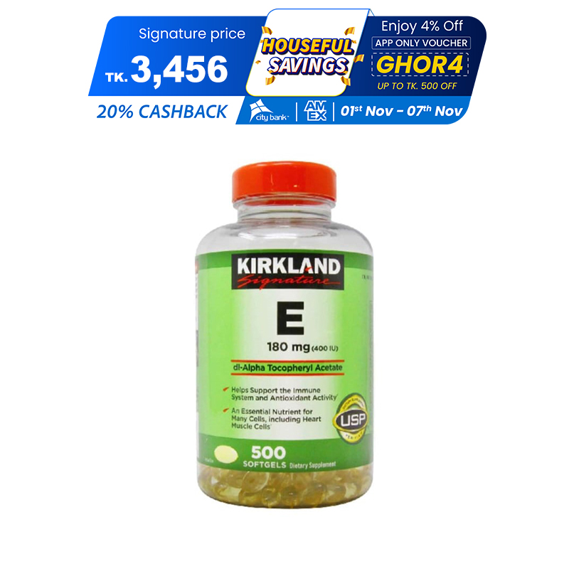 Picture of Kirkland Signature E 180mg (400IU) 500 Softgels