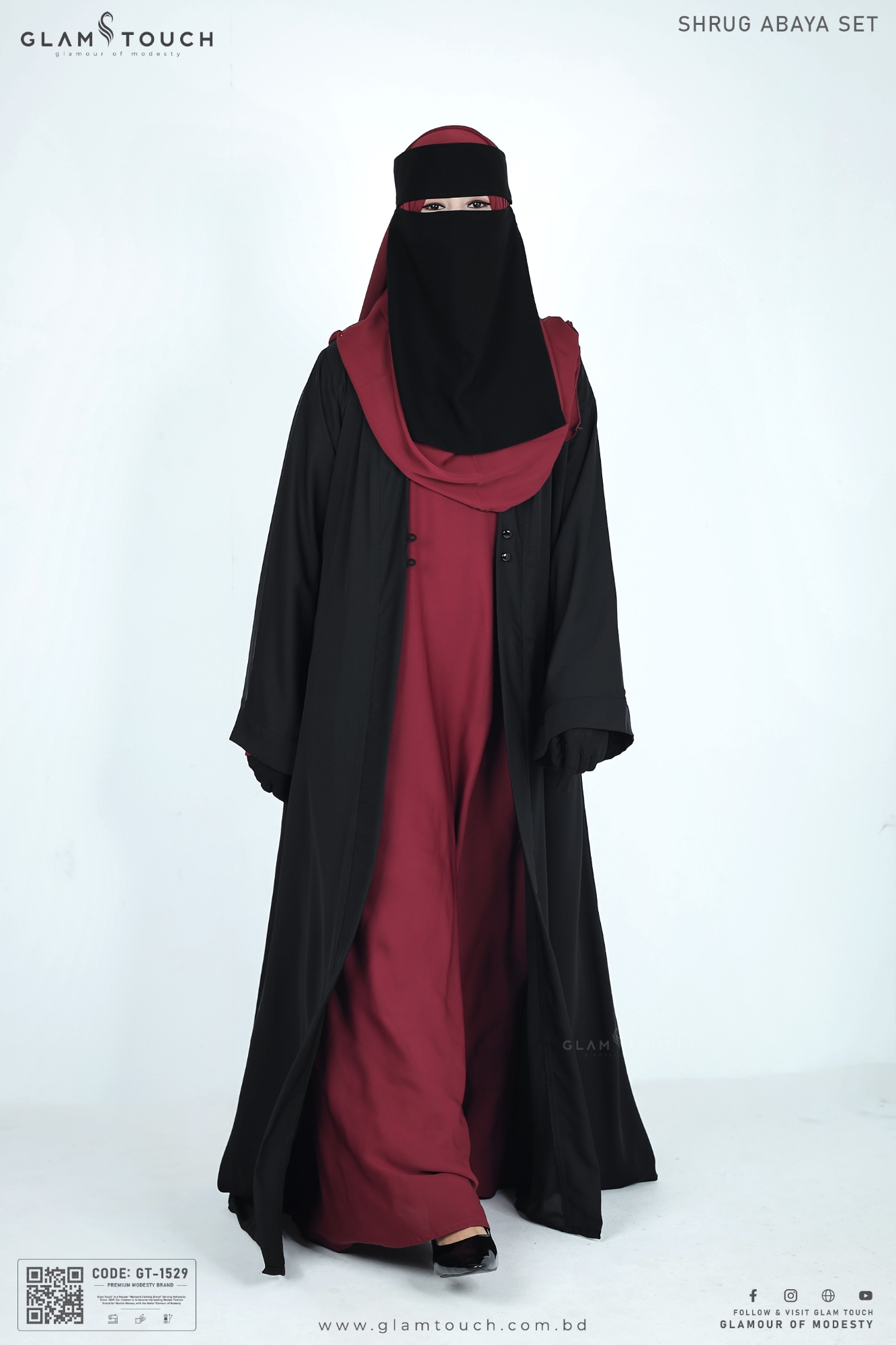Picture of Glam Touch Premium Shrug Abaya 3 Part Set
