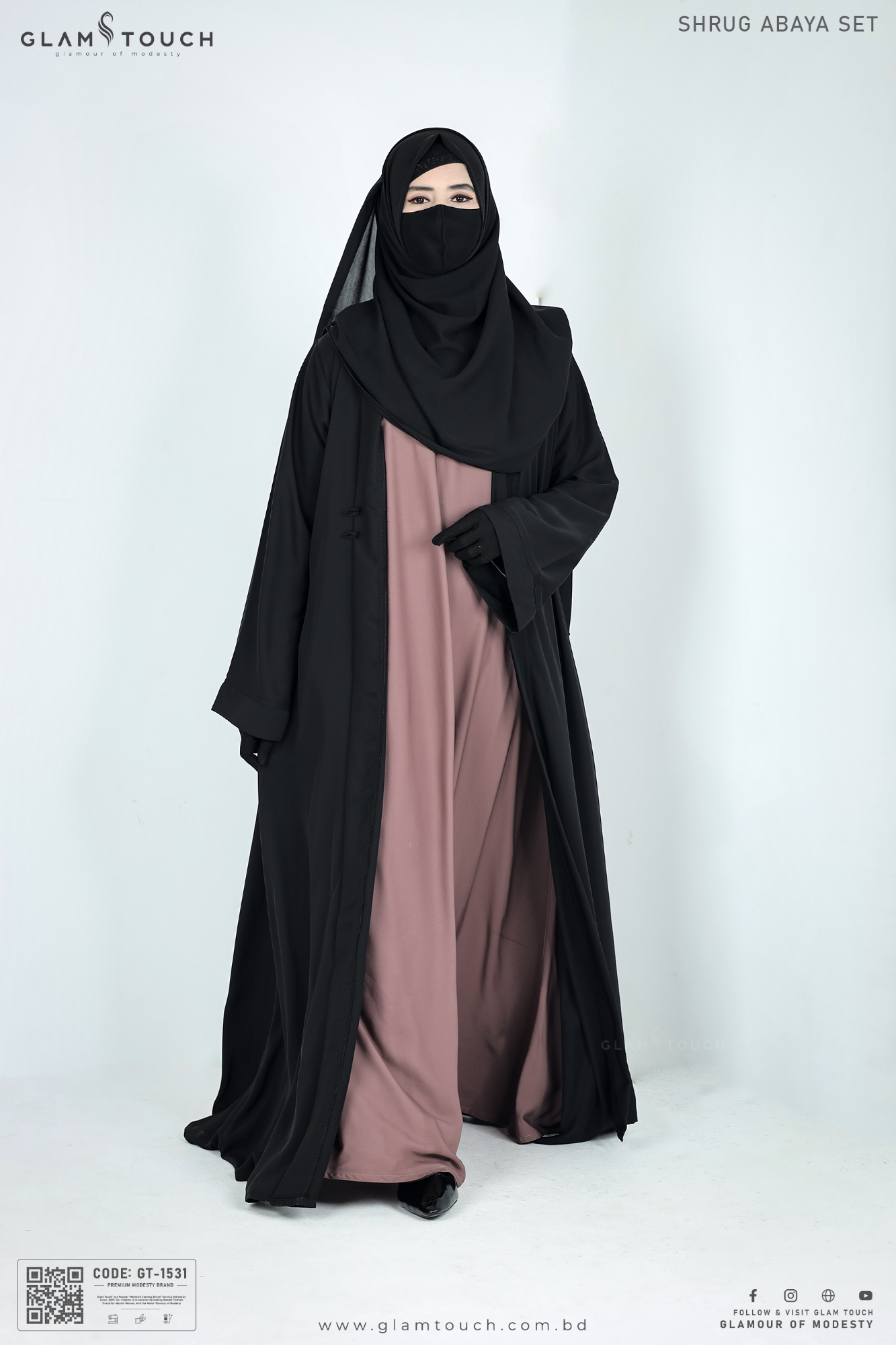 Picture of Glam Touch Premium Shrug Abaya 3 Part Set
