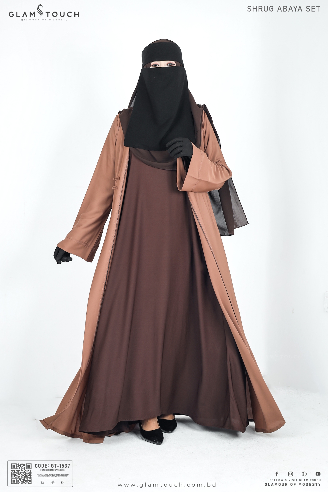 Picture of Glam Touch Premium Shrug Abaya 3 Part Set