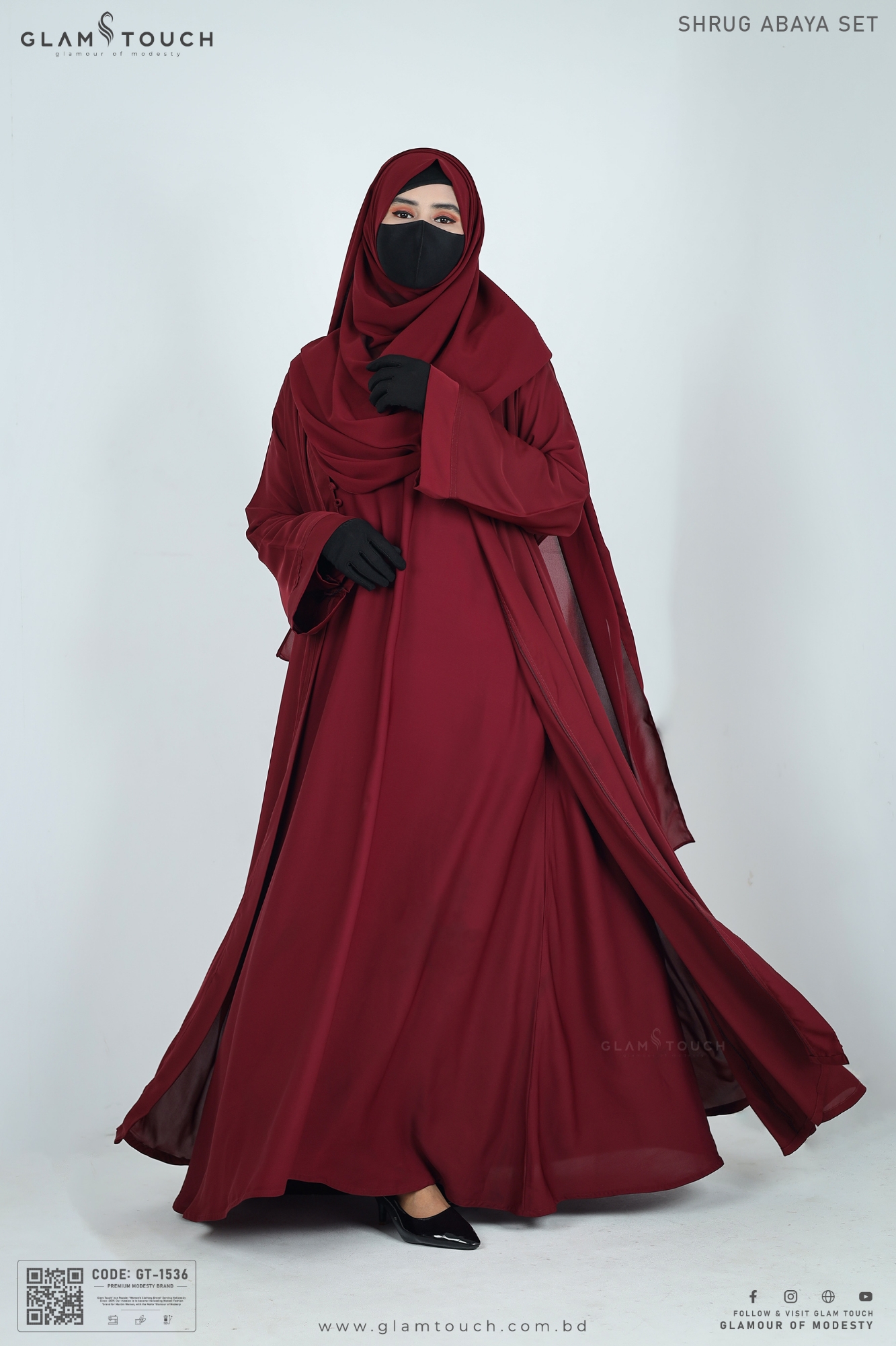 Picture of Glam Touch Premium Shrug Abaya 3 Part Set