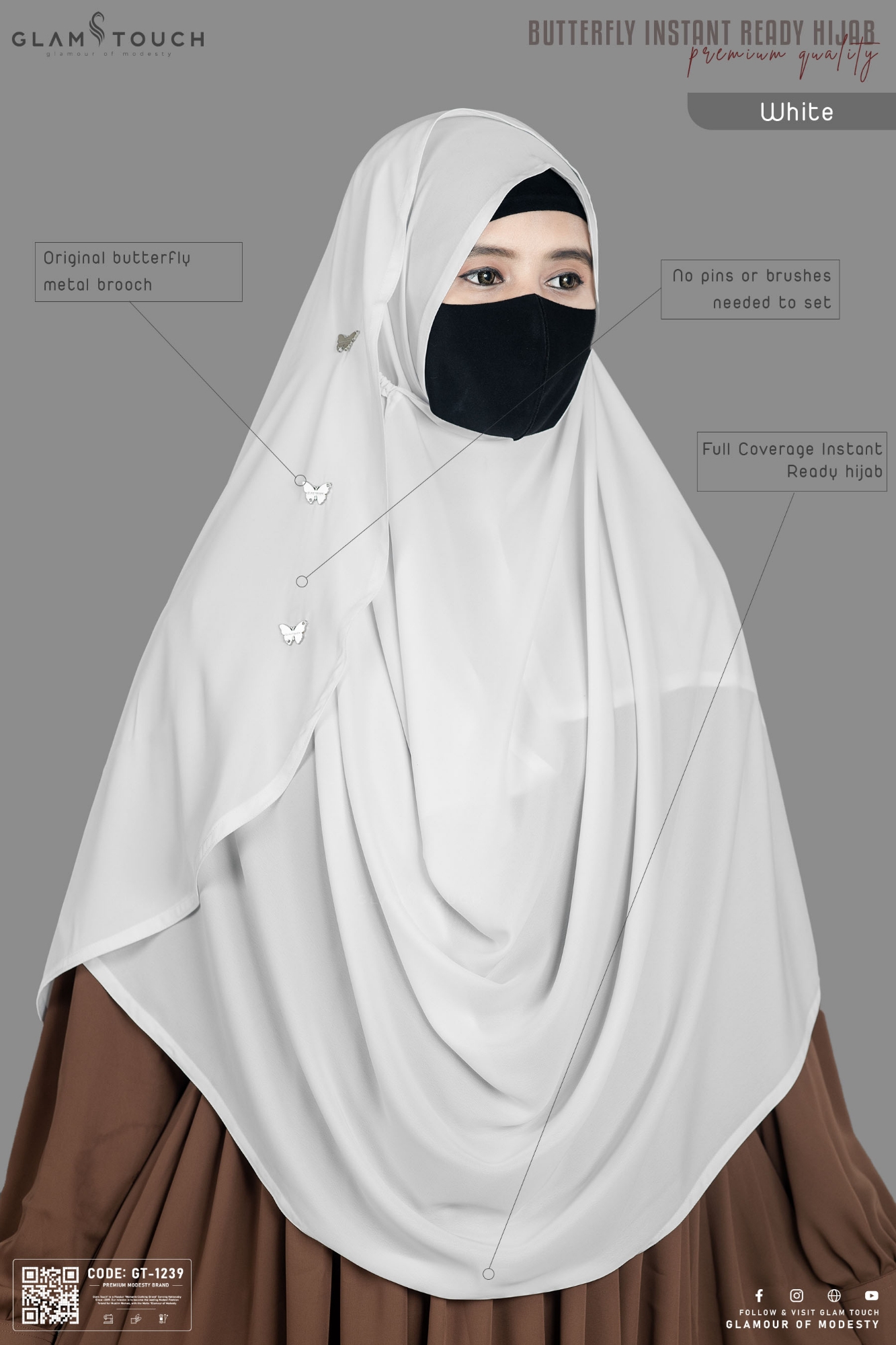 Picture of Butterfly Full Coverage One Loop Ready Hijab