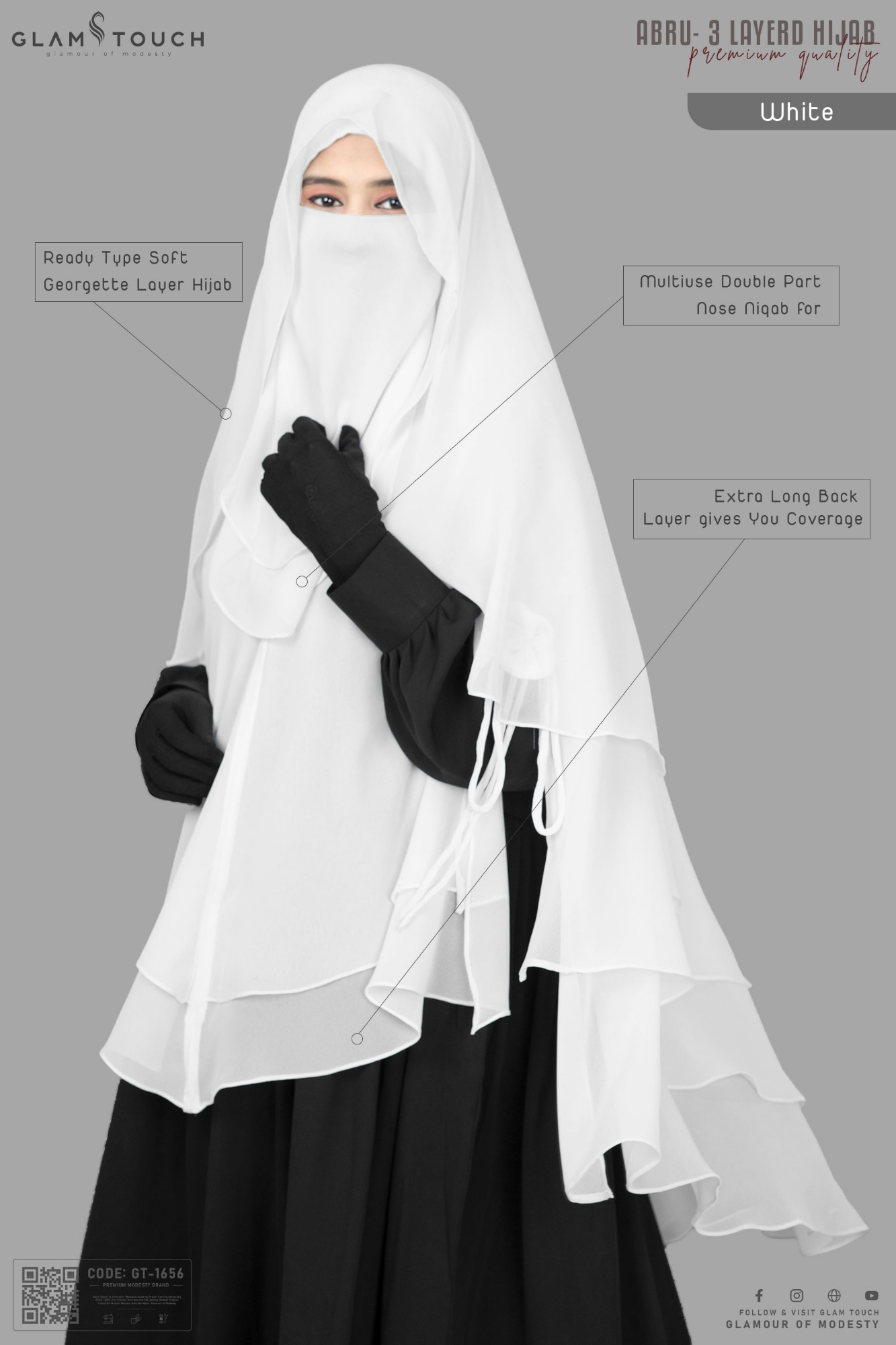 Picture of Glam Touch Premium ABRU 3 Layer Hijab Niqab Set