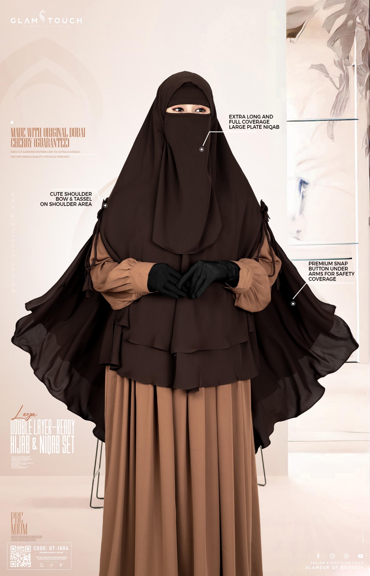 Picture of Glam Touch Premium - Leya Double Layer Ready Hijab & Niqab Set