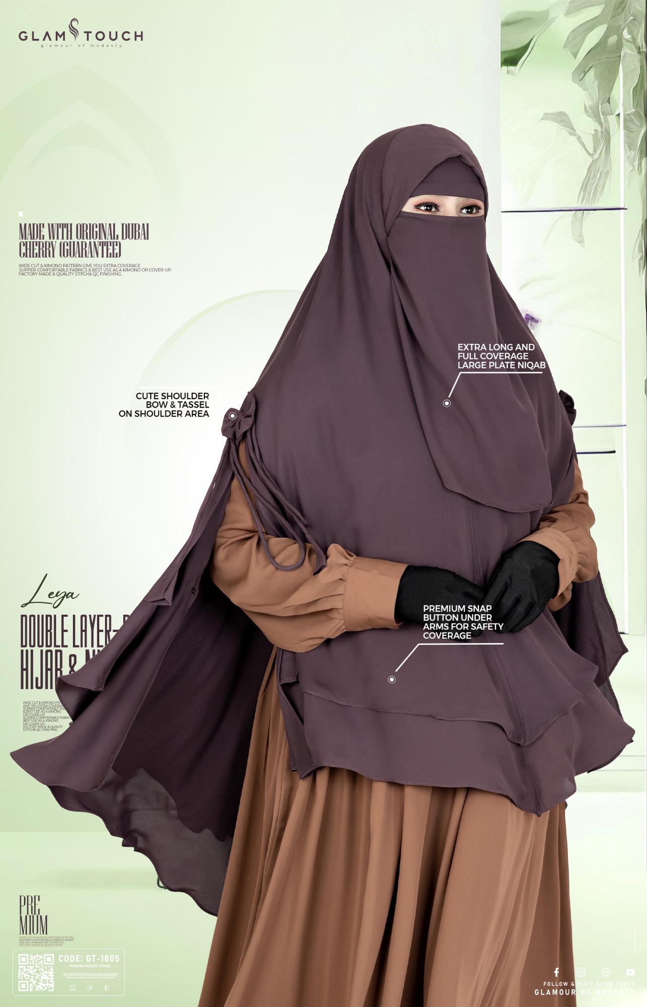 Picture of Glam Touch Premium - Leya Double Layer Ready Hijab & Niqab Set
