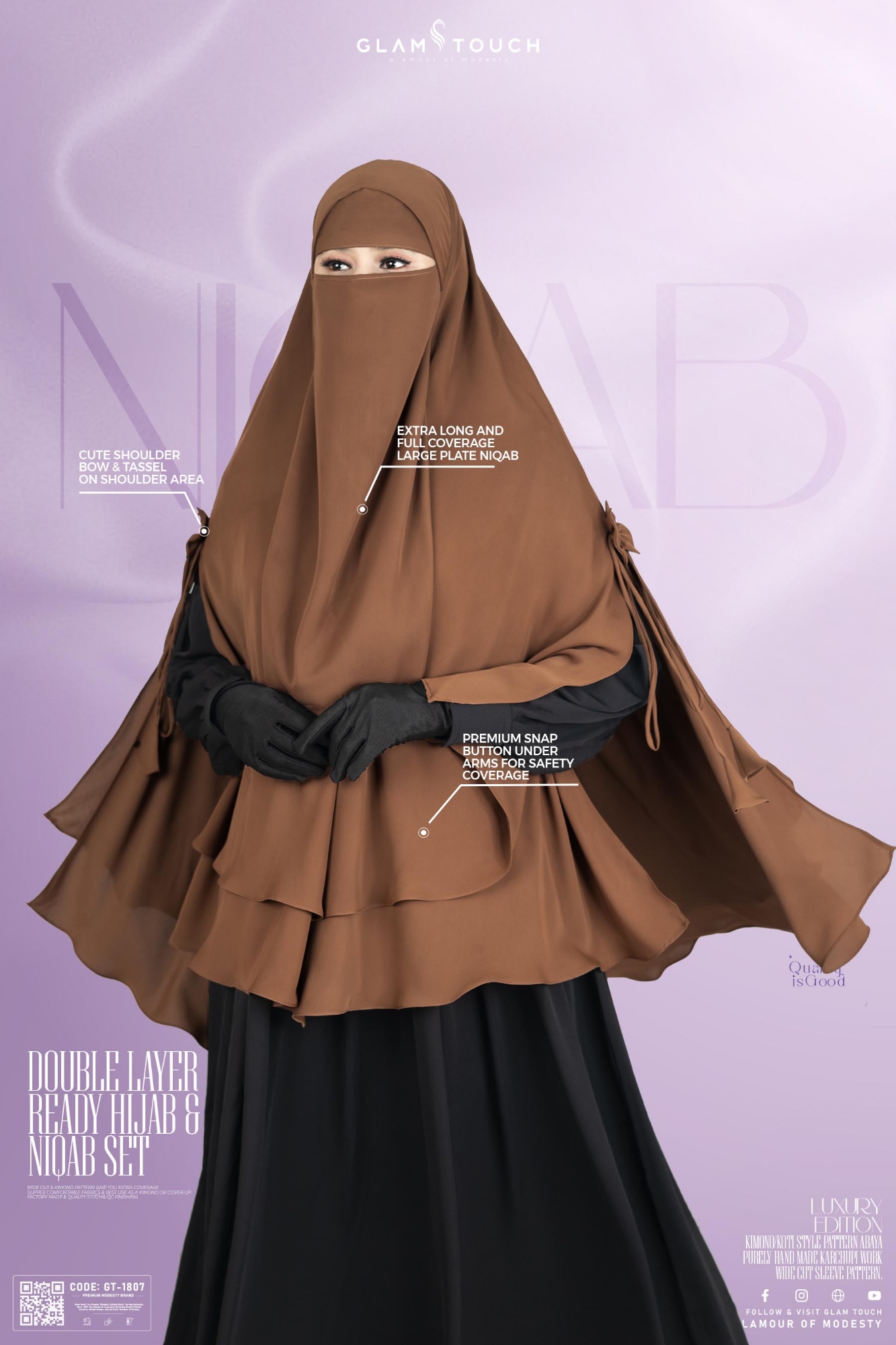 Picture of Glam Touch Premium - Leya Double Layer Ready Hijab & Niqab Set