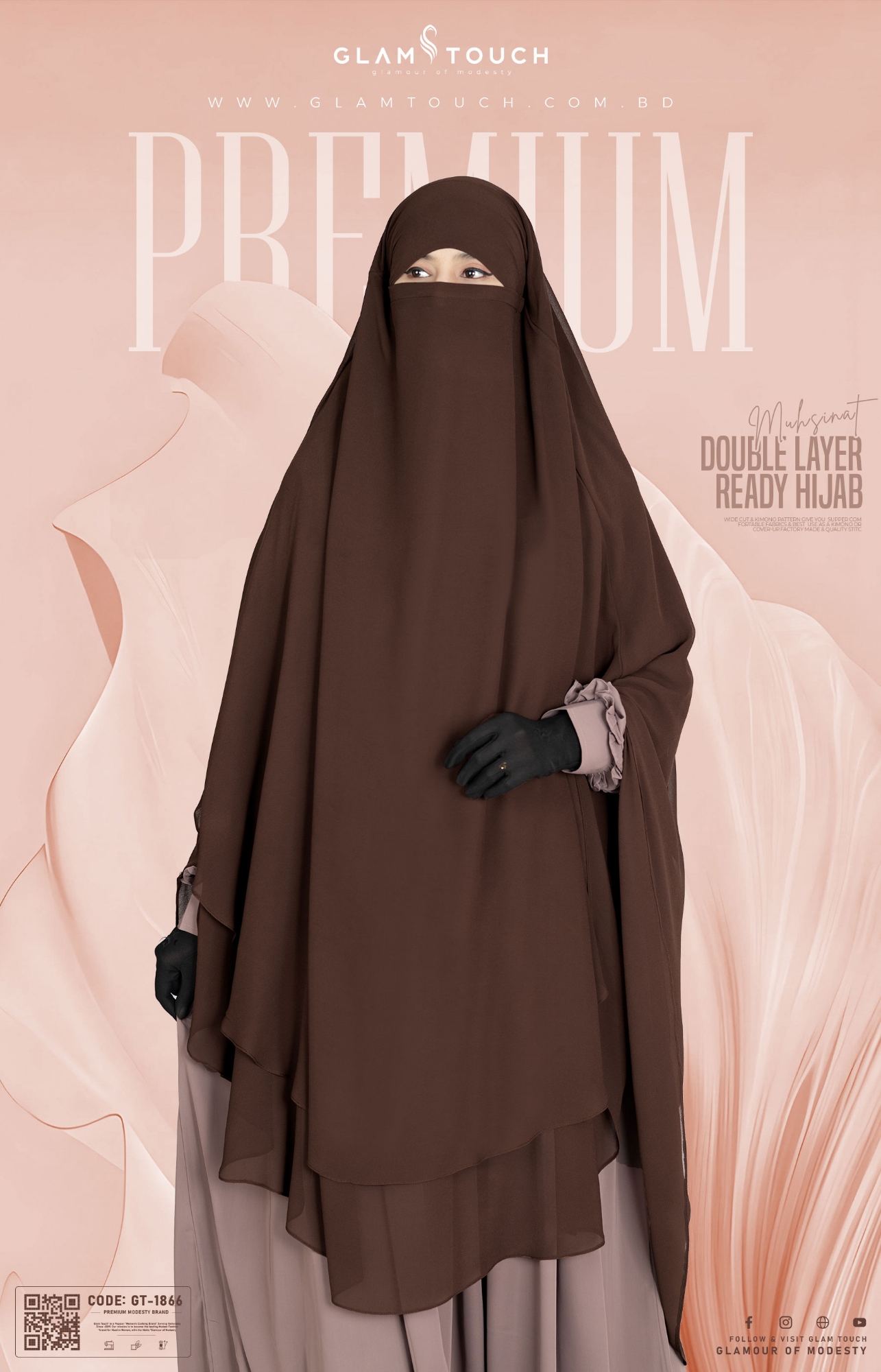 Picture of Glam Touch Premium Muhsinat Double Layer Ready Hijab Jilbab