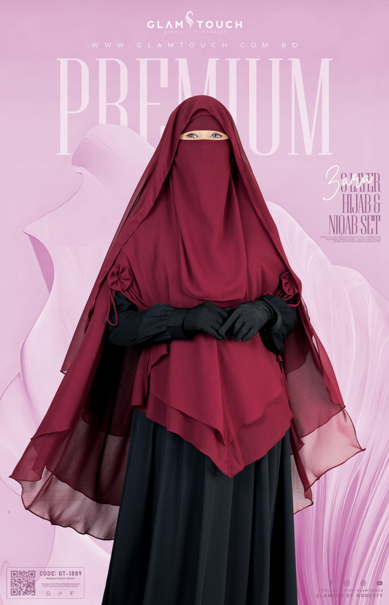 Picture of Glam Touch Premium- Zara 3 Layer Extra Long Ready Hijab