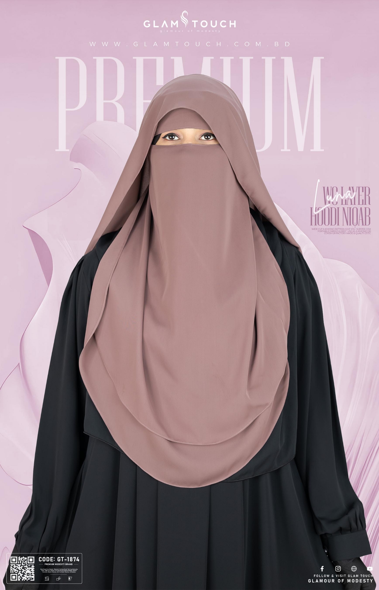 Picture of Glam Touch Premium  LUNA- 2 Layer Hoodie Niqab