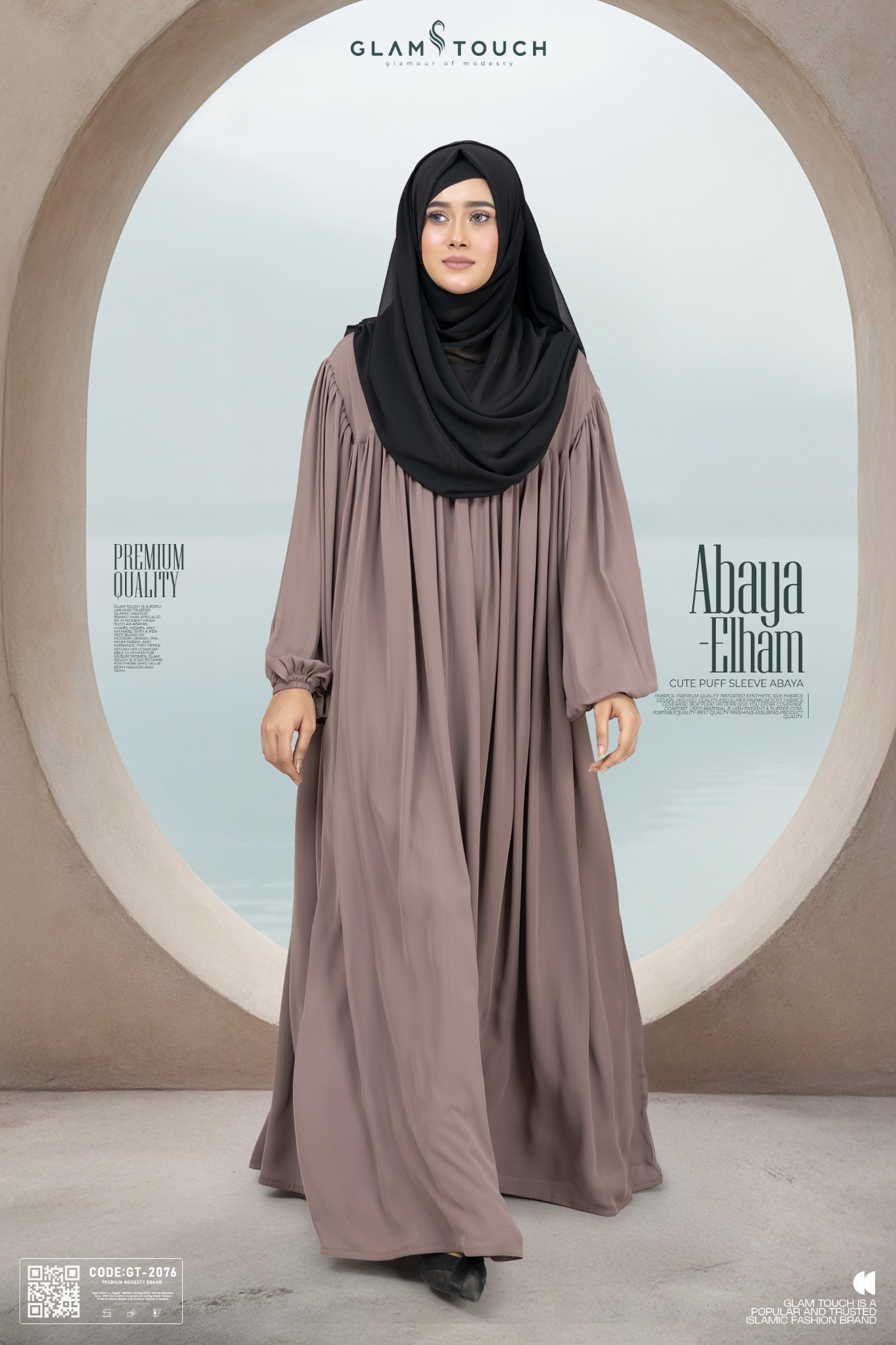 Picture of Abaya-Elham Cute Puff Sleeve Abaya