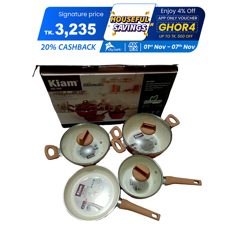 Picture of kiam Non-Stick CERAMIC  7 Pcs Set INDUCATION BOTTOM With Free Fry Pan
