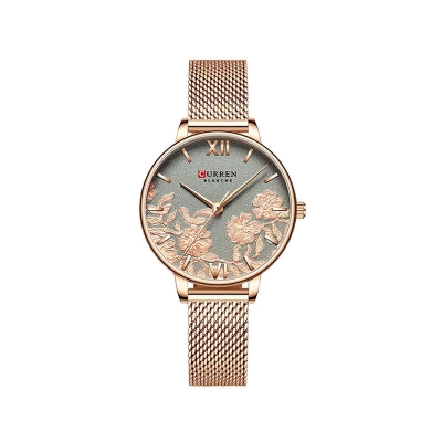 Picture of Curren Small Dial Pattern Women’s Watch (9065)-Gold