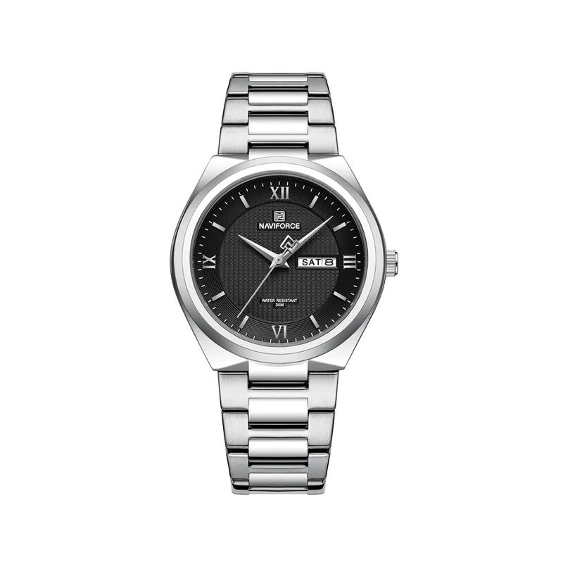 Picture of Naviforce 8030 CH Silver Dial Watch for Men–Silver & Black
