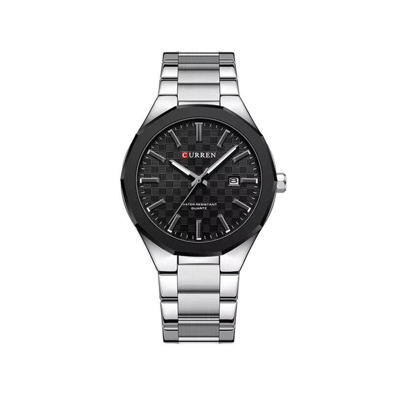 Picture of Curren Stainless Steel Analog Quartz Watch for Men (8477)-Silver Black