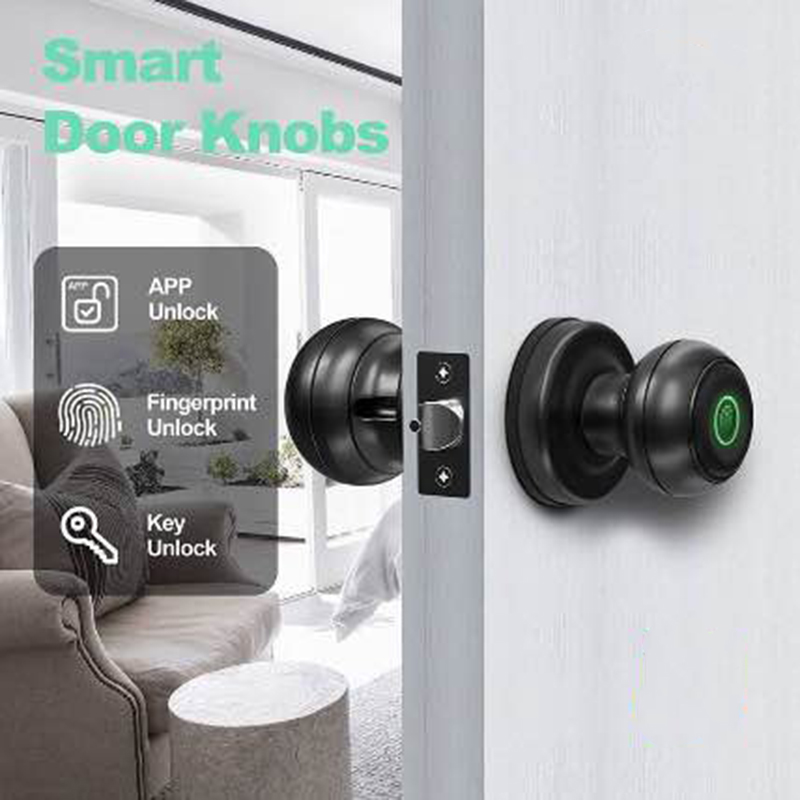 Picture of Fingerprint Door Lock, Smart Fingerprint Door Knob with Lock, Biometric Door knob with App Control & Key, Keyless Thumbprint Entry Door Lock for Bedroom, Front Door, Home, Apartment Office and Garages