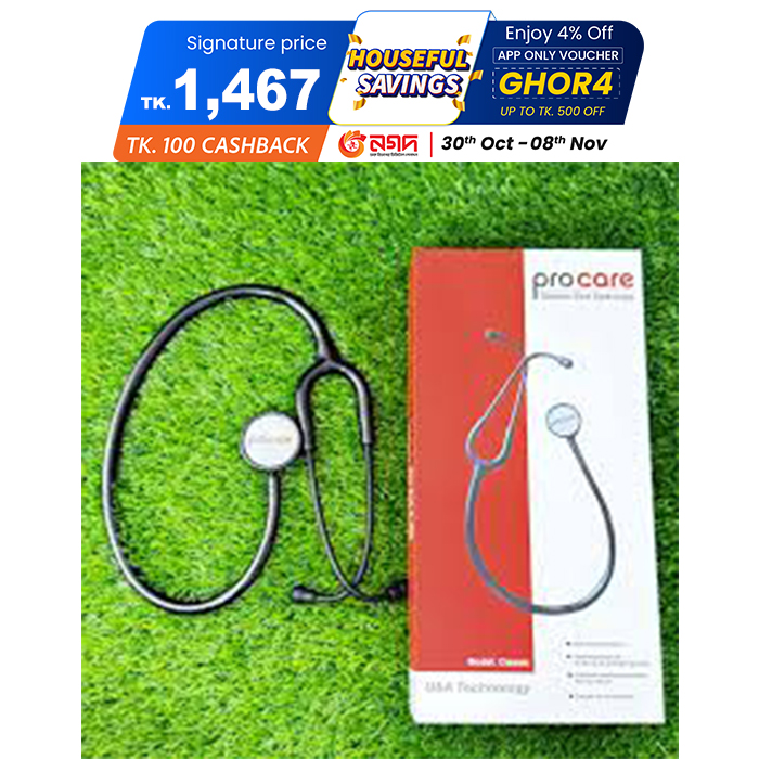 Picture of Procare Classic Stainless Steel Stethoscope -Black