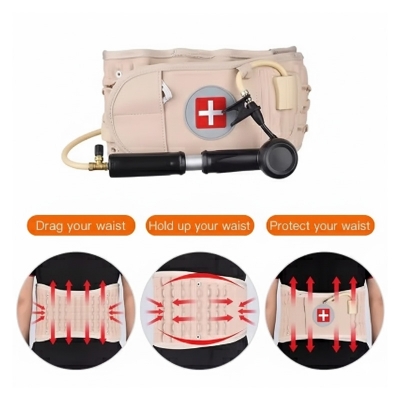Picture of Decompression Back Belt Inflatable Lower Back Brace for Low Back Pain Relief Lumbar Traction Device with Hand Pump, One Size Fits 29-49 Waist