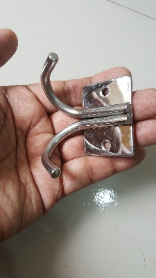 Picture of Coat Hook Double Leg (01 Pcs), Wall Hangers Hook  (With 2pcs Screw & 2pcs Royal Plug)