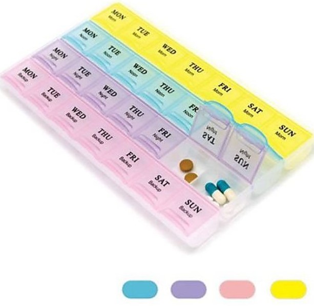 Picture of 7 Days Medicine Kit box organizer with 28 grids Week day medicine box from Morning-noon-night - Medicine Box