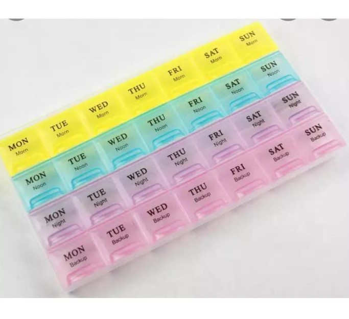 Picture of 7 Days Medicine Kit box organizer with 28 grids Week day medicine box from Morning-noon-night - Medicine Box