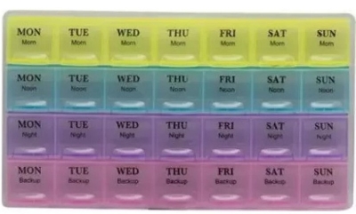 Picture of 7 Days Medicine Kit box organizer with 28 grids Week day medicine box from Morning-noon-night - Medicine Box