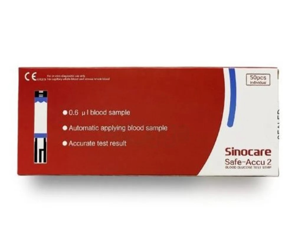 Picture of SINOCARE SAFE ACCU 2/Sugar Chack Blood Glucose Test Strips 50, 1box