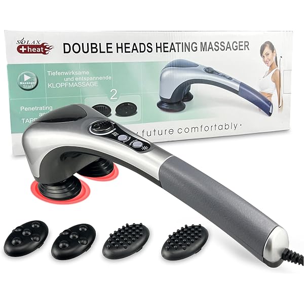 Picture of Double Head Electric Body Massager Variable Speed Infrared Hand Full Body Massage Hammer for Neck Shoulder Back Foot Pain