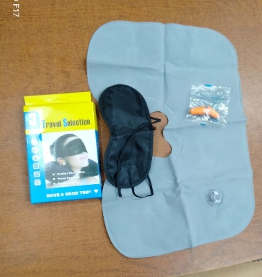 Picture of 3 In 1 Travel Kit Set - Neck Pillow, Eye Mask, Ear Bud (Multi Colour)