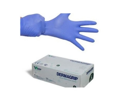 Picture of DERMAGRIP Powder Free Blue Nitrile Hand Gloves ● Origin Malaysia- 100pc, 1box