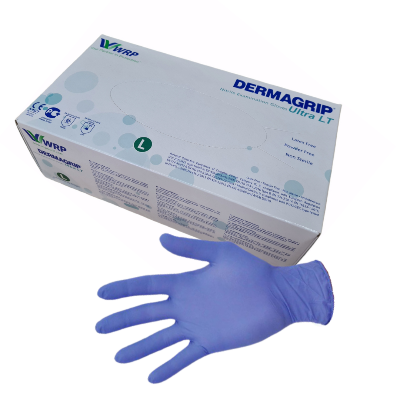 Picture of DERMAGRIP Powder Free Blue Nitrile Hand Gloves ● Origin Malaysia- 100pc, 1box