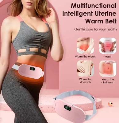 Picture of Portable Electric Menstrual Heating Pad Smart Warm Palace Belt Belly Vibration Massager Period Pain Relief Waist Cramps Device