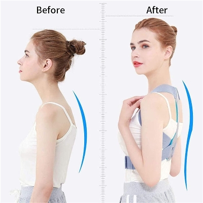 Picture of Back Support Posture Corrector Clavicle Spine Shoulder Support Belt Back Pain Relief Posture Correction, Improves Humpback, Clavicle Support Student/Adults/Unisex brbr,Posture Corrector Comfortable