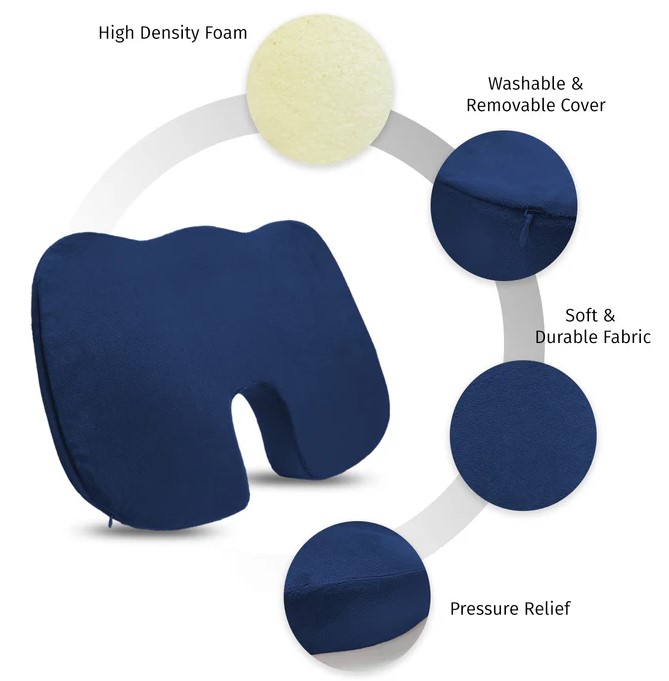 Picture of PREMIUM Coccyx Orthopedic Memory Foam Seat Cushion Back Pain Relief Chair Pillow