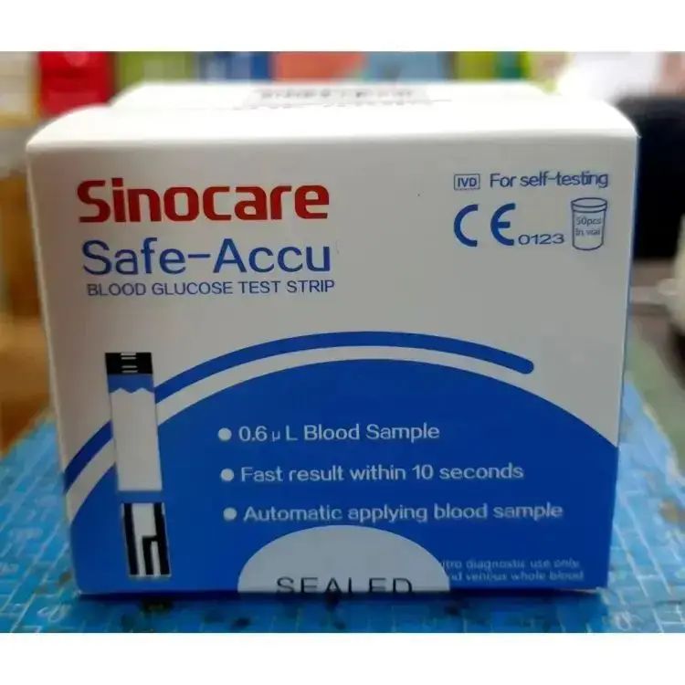 Picture of Sinocare Safe-Accu Blood Glucose Test Strip (2x25) 50pcs 1box Glucometer Strips