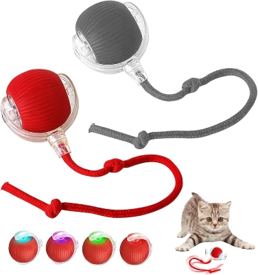Picture of Cat Interactive Toy Speedy Tail 2.0 Smart Interactive Rolling Cat Toy Ball, Automatic Moving Ball Toy for Bored Indoor Cats, USB Rechargeable