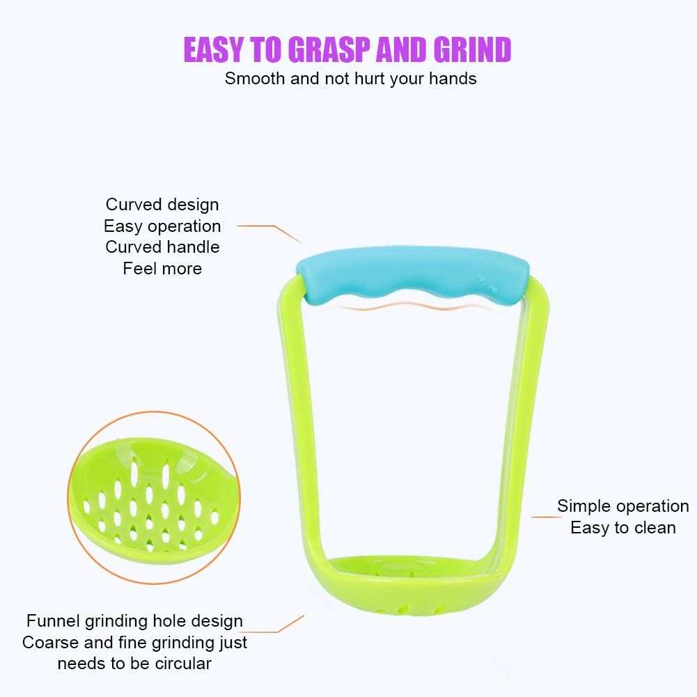 Picture of Baby Masher Bowl, Feeding Bowl with Spoon and Potato Masher for Infants (Mixed Color Pattern Blue and Green)