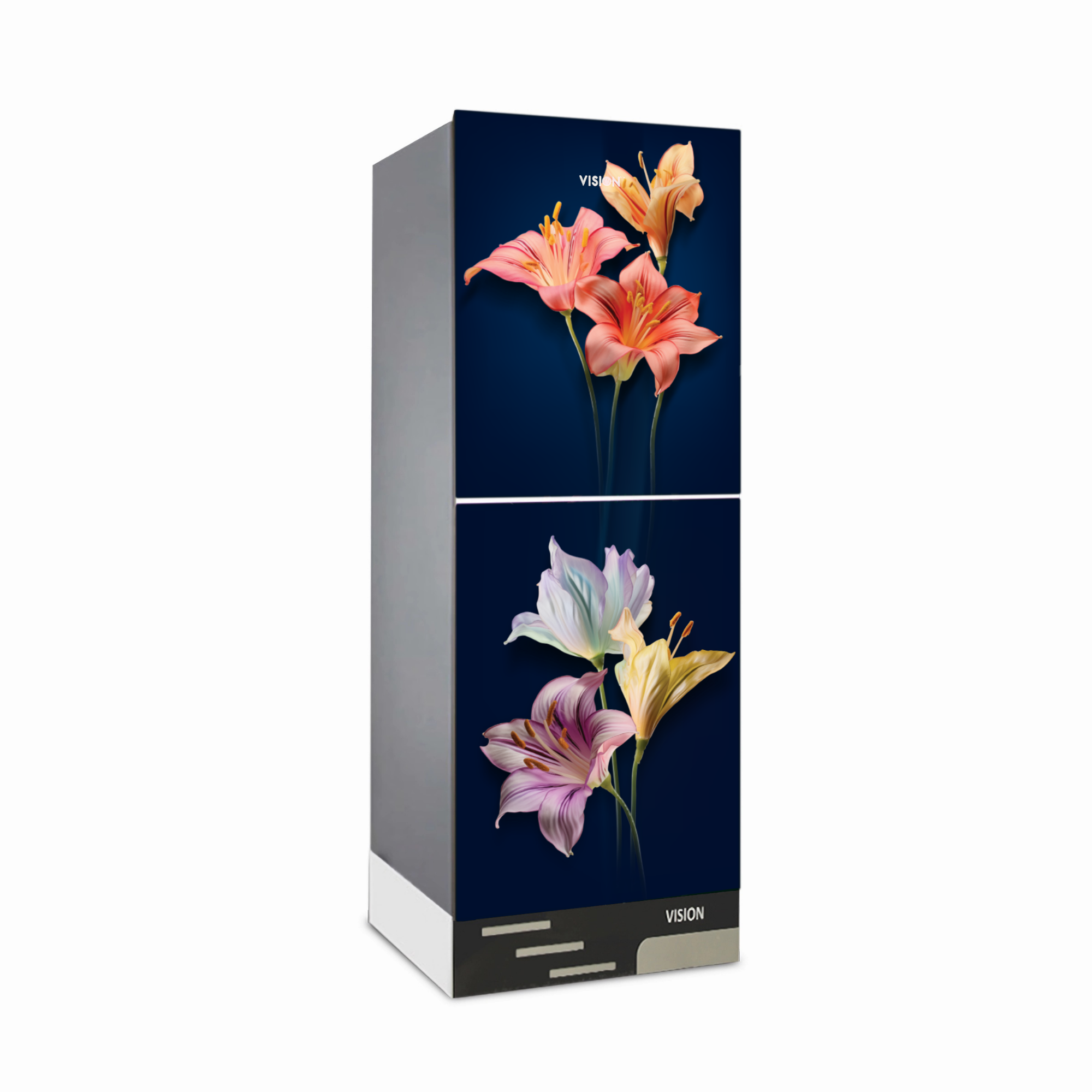 Picture of VISION Glass Door Refrigerator RE-216 Liter Fantasy Lily Bottom Mount 